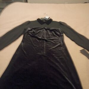 Tommy Hilfiger Long Sleeve Black Velvet Dress